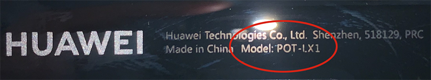 Modellnummer Huawei auf Backcover